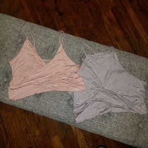 2 For 1 Strappy Criss Cross Crop Tops Sz L